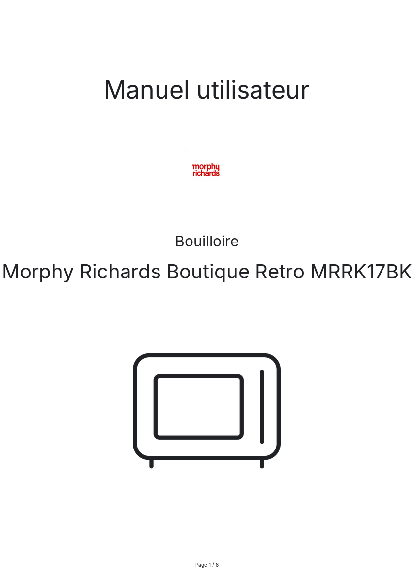 Image de la première page du manuel de l'appareil Boutique Retro MRRK17BK