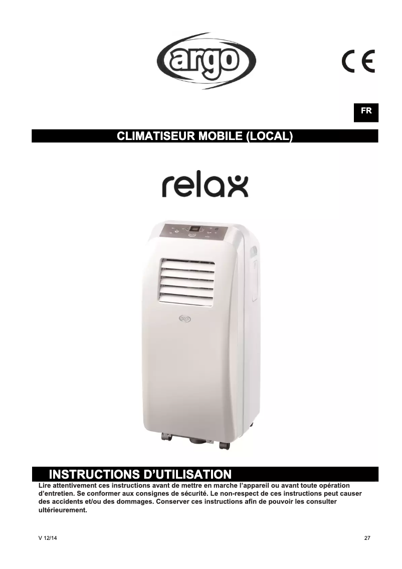 Image de la première page du manuel de l'appareil Relax