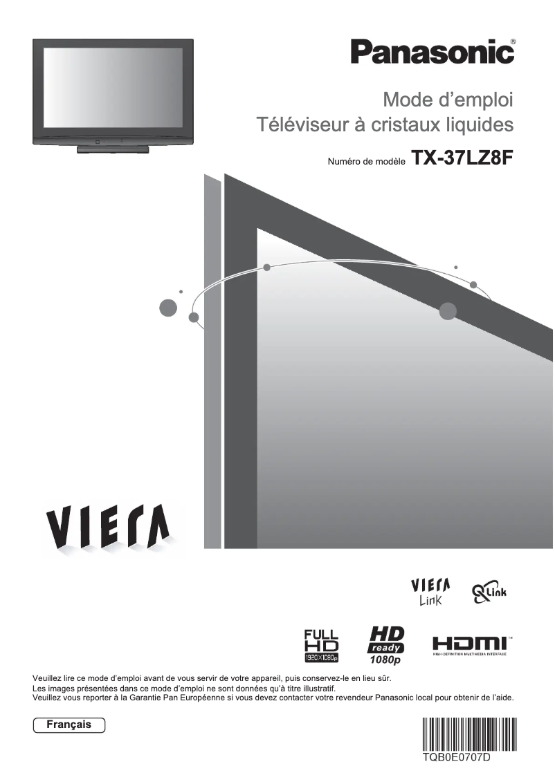 Image de la première page du manuel de l'appareil Viera TX-37LZ8F