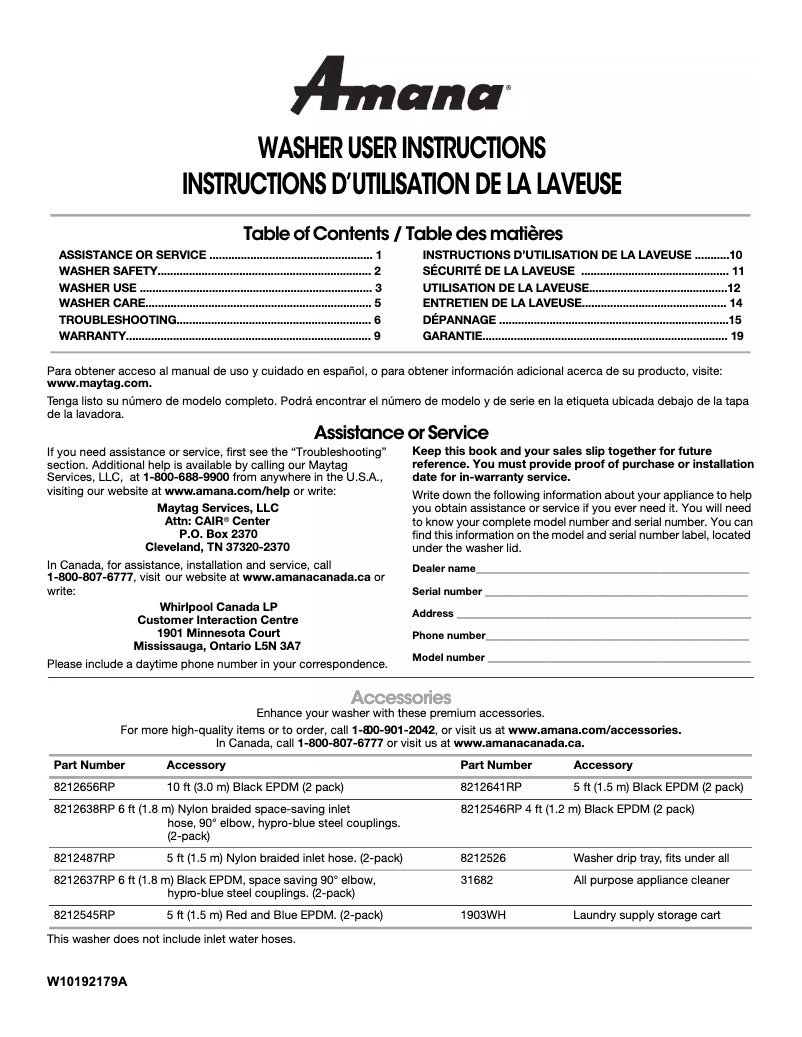 Image de la première page du manuel de l'appareil NTW4800VQ