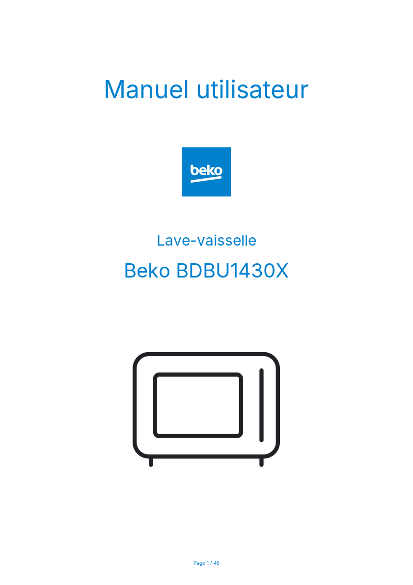 Page n°1 - Manuel utilisateur Beko BDBU1430X
