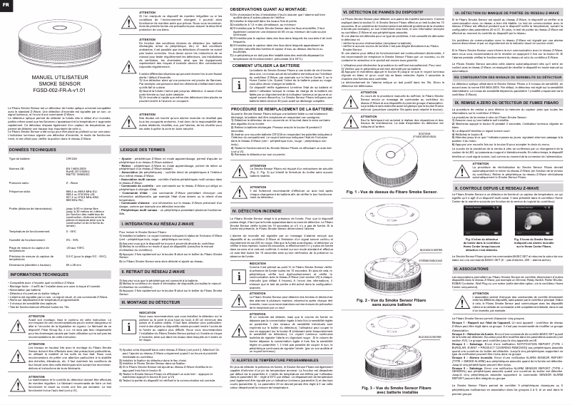 Page 1 de la notice Manuel utilisateur Fibaro Smoke Sensor