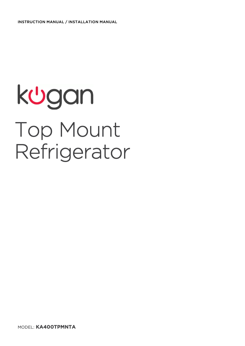 Page n°1 - Manuel utilisateur Kogan KA400TPMNTA