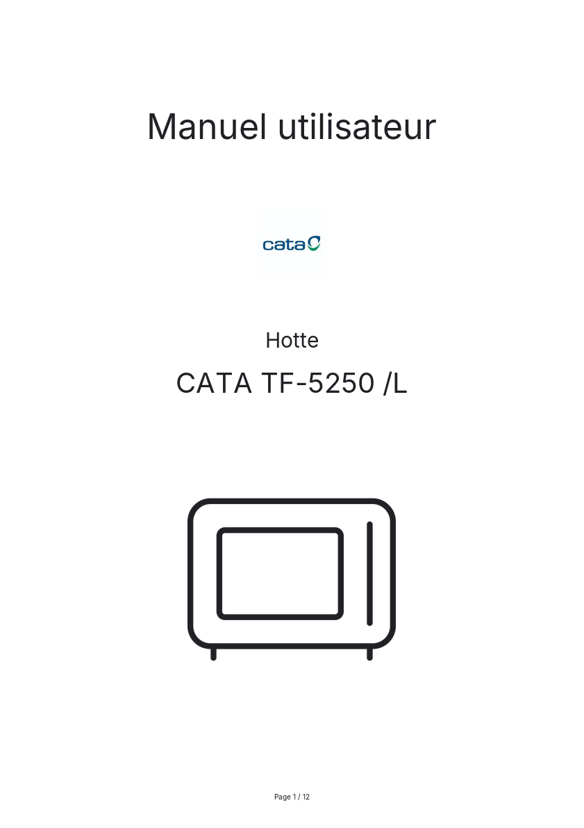 Page n°1 - Manuel utilisateur CATA TF-5250 /L
