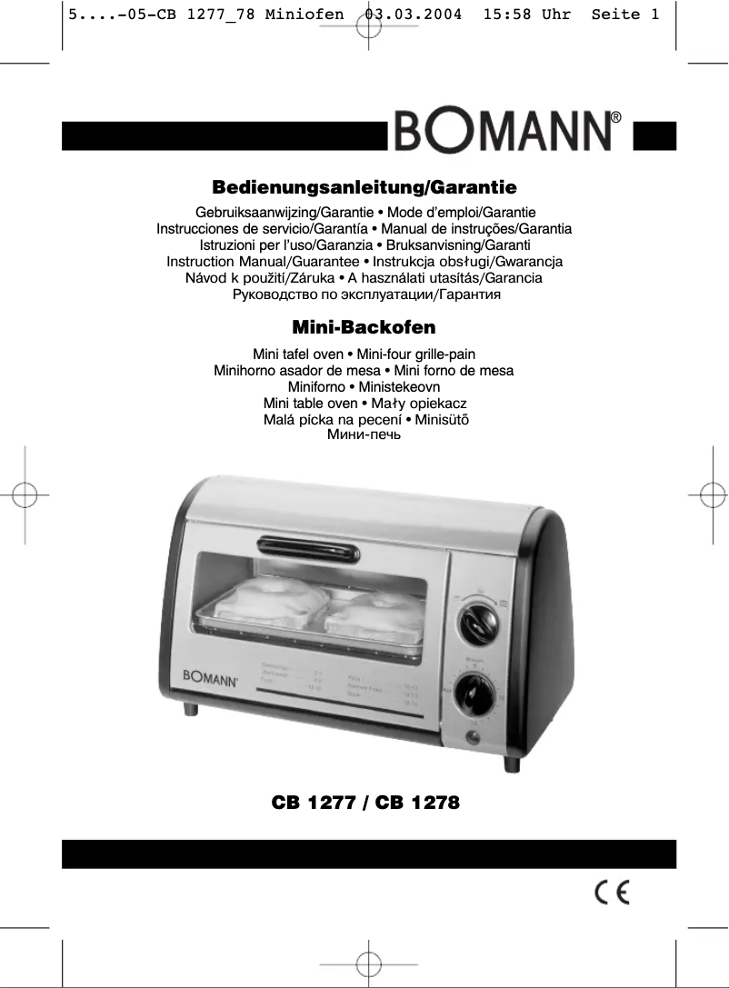 Page 1 de la notice Manuel utilisateur Bomann CB 1277