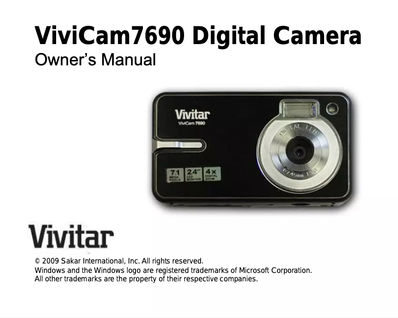 Image de la première page du manuel de l'appareil ViviCam 7690