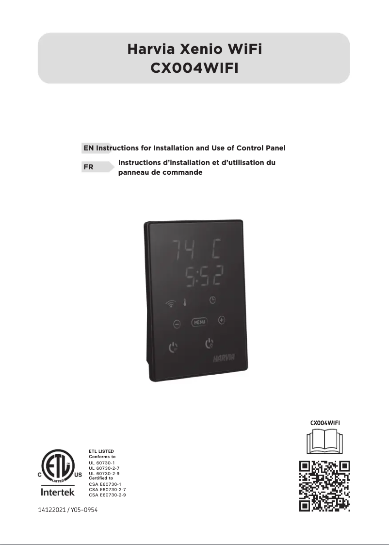 Page 1 de la notice Manuel utilisateur Harvia Xenio CX004WIFI