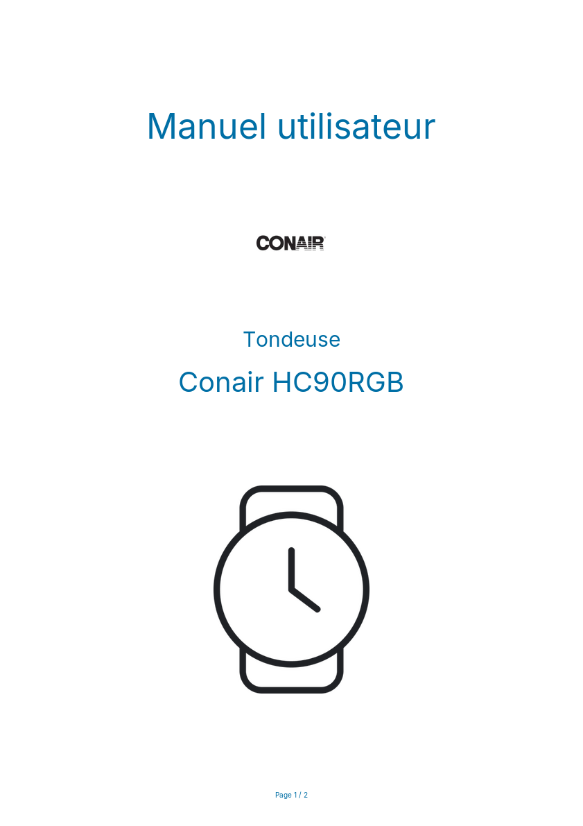 Image de la première page du manuel de l'appareil HC90RGB