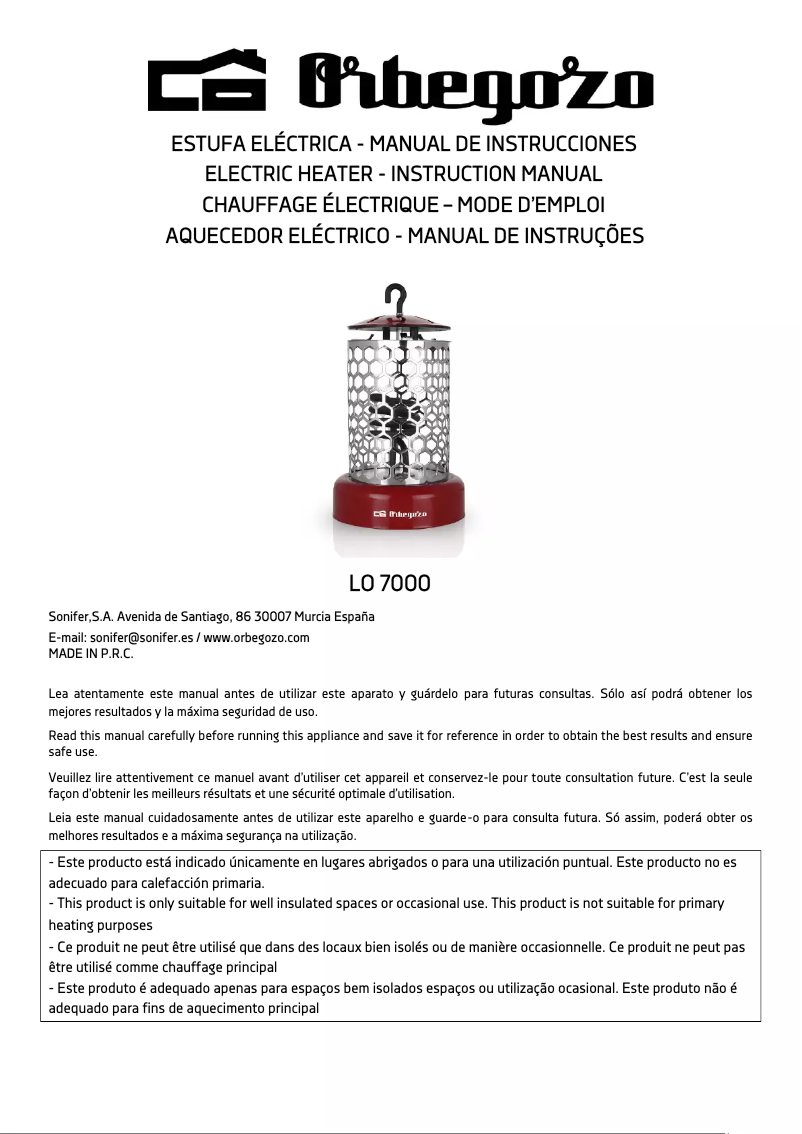 Page 1 de la notice Manuel utilisateur Orbegozo LO 7000