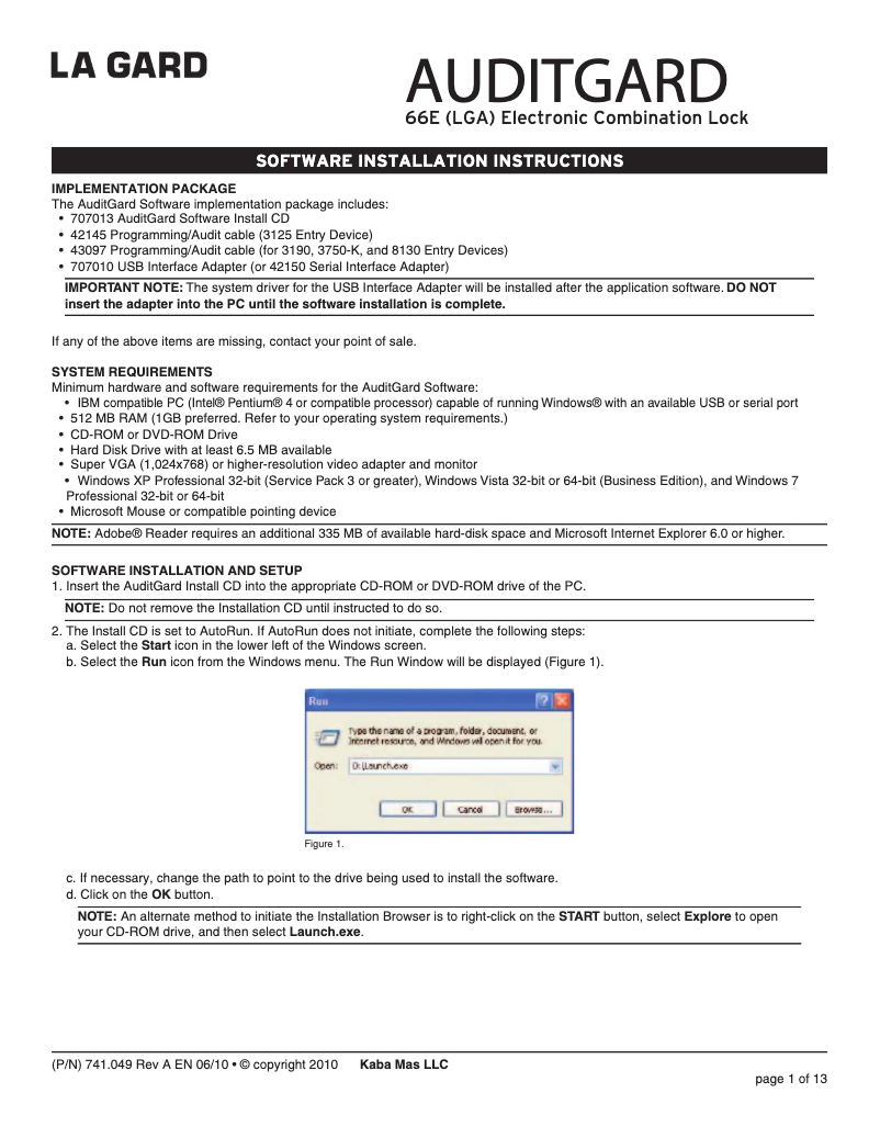 Page n°1 - Manuel utilisateur Dormakaba La Gard 3125