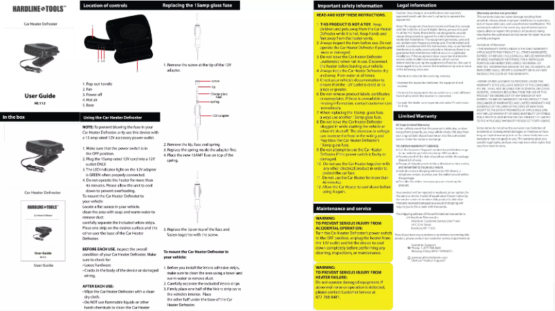 Page n°1 - Manuel utilisateur Hardline Tools HL112
