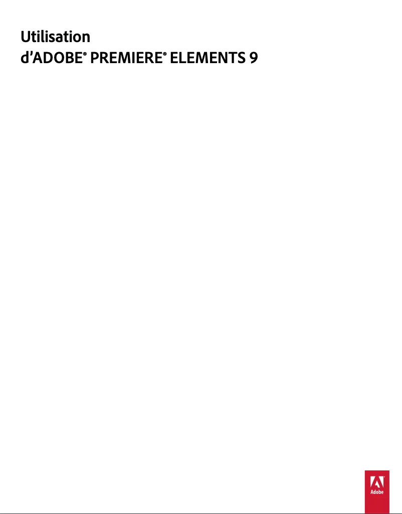 Image de la première page du manuel de l'appareil Premiere Elements 9