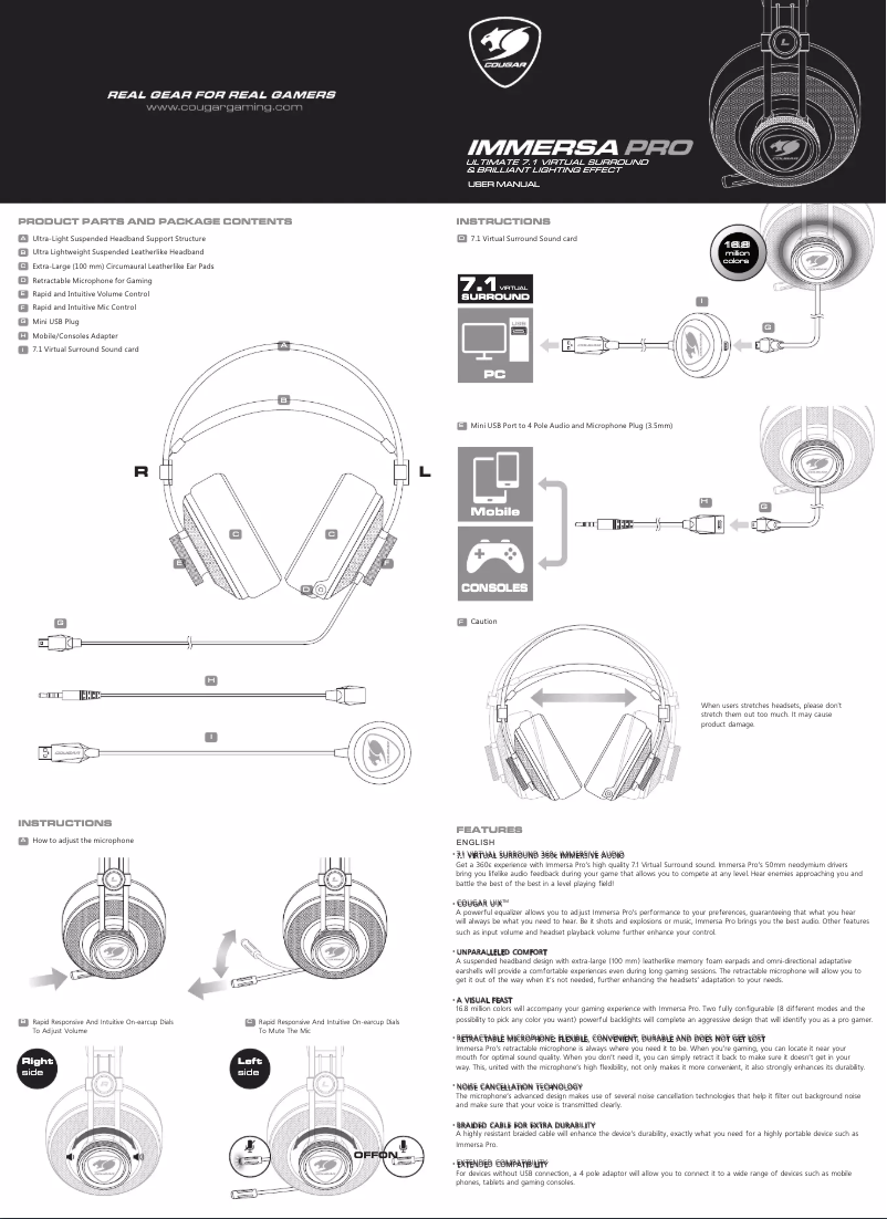 Imagen de la primera página del manual del dispositivo Immersa Pro