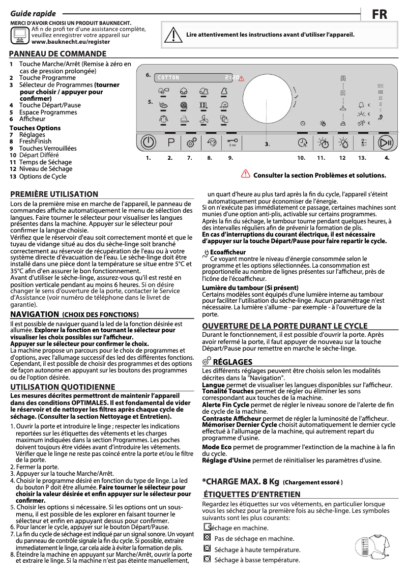 Page n°1 - Manuel utilisateur Bauknecht T U 83WS EU