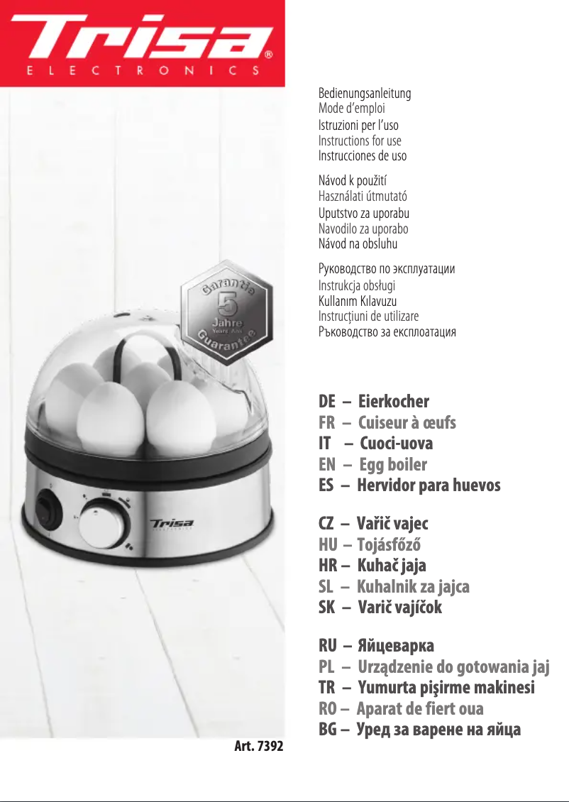 Page n°1 - Manuel utilisateur Trisa Egg Master