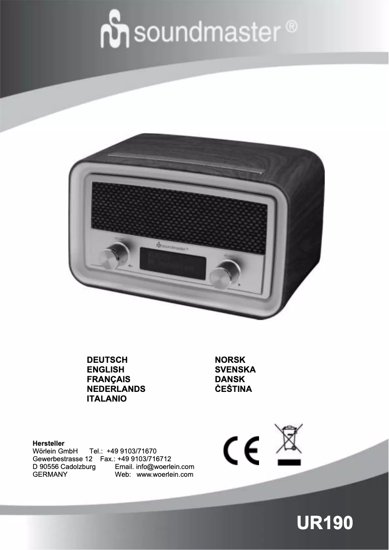 Page 1 de la notice Manuel utilisateur Soundmaster UR190