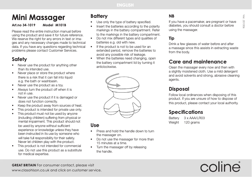 Página 1 del manual Manual de usuario Coline M101B