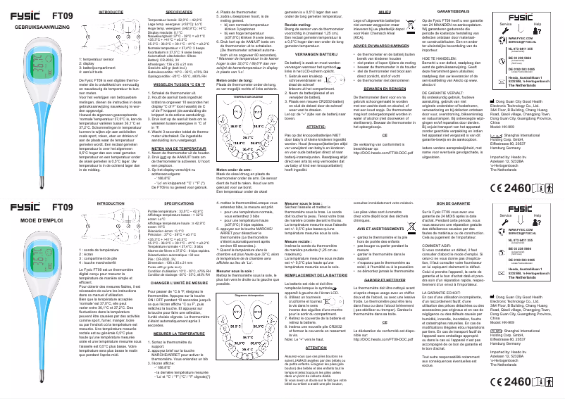 Page 1 de la notice Manuel utilisateur Fysic FT09