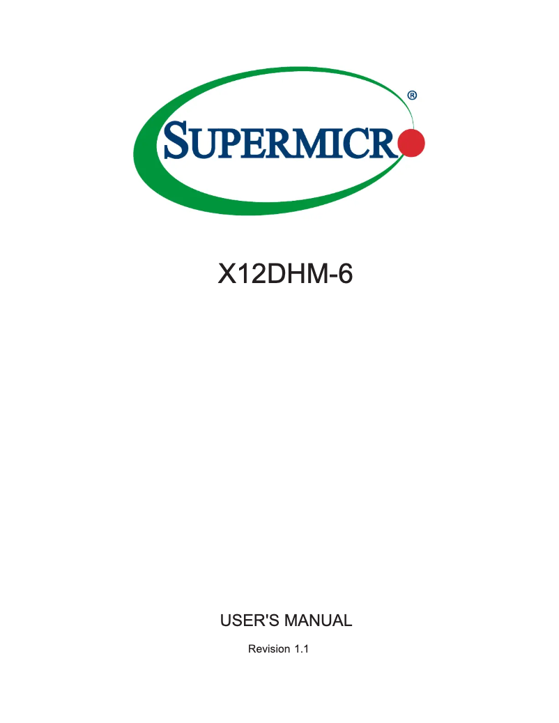 Page 1 de la notice Manuel utilisateur Supermicro X12DHM-6