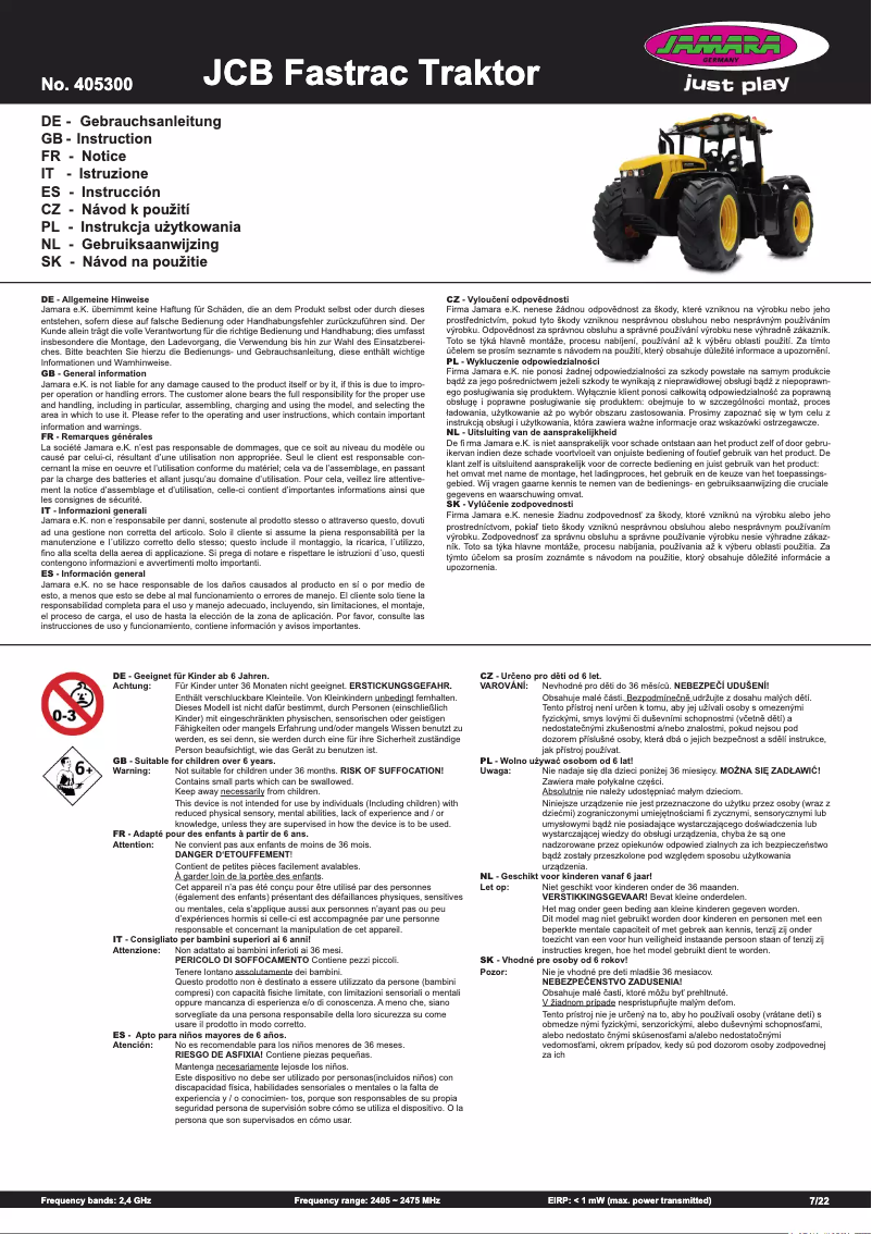 Page n°1 - Manuel utilisateur Jamara 405300