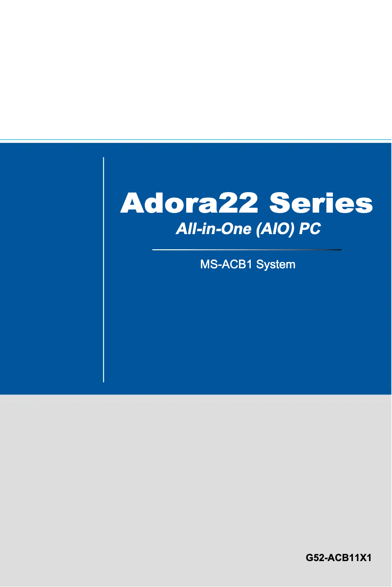 Page n°1 - Manuel utilisateur MSI ADORA 22 2M-080XEU