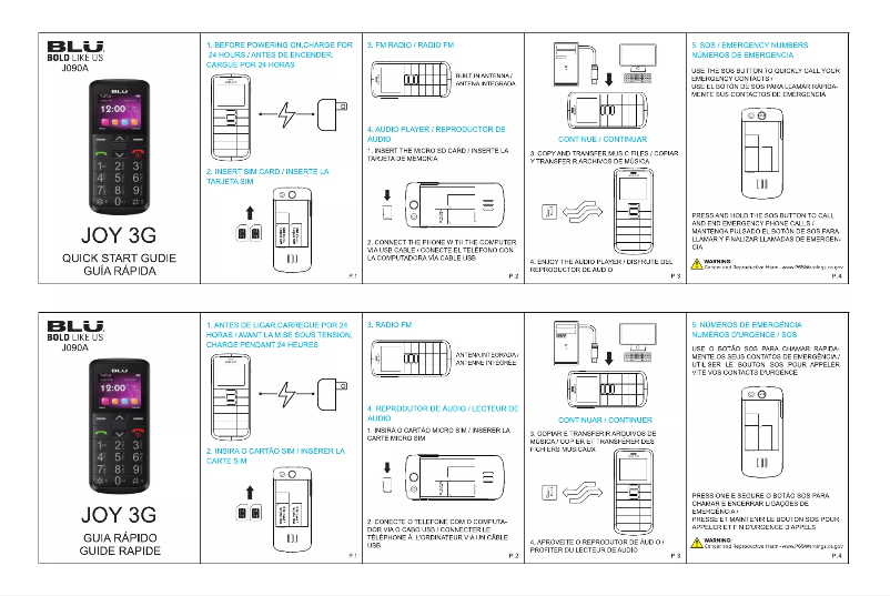 Page 1 de la notice Manuel utilisateur BLU Joy 3G