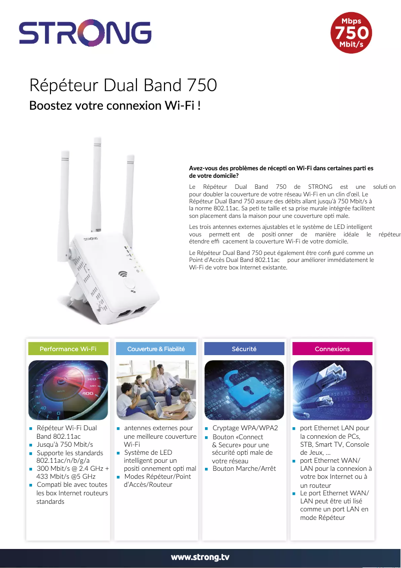 Page 1 de la notice Manuel utilisateur Strong Dual Band 750