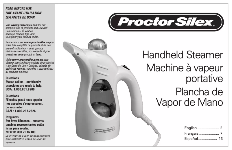 Page n°1 - Manuel utilisateur Proctor Silex 11579