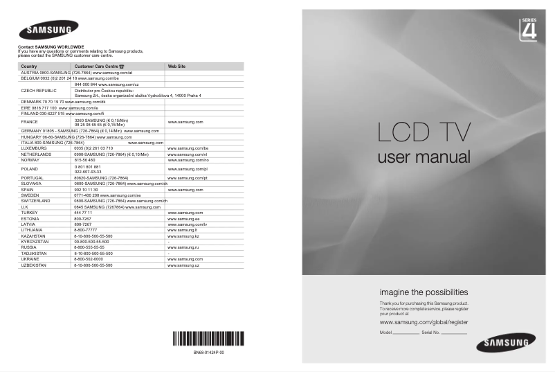 Page 1 de la notice Manuel utilisateur Samsung LE22A455C1D