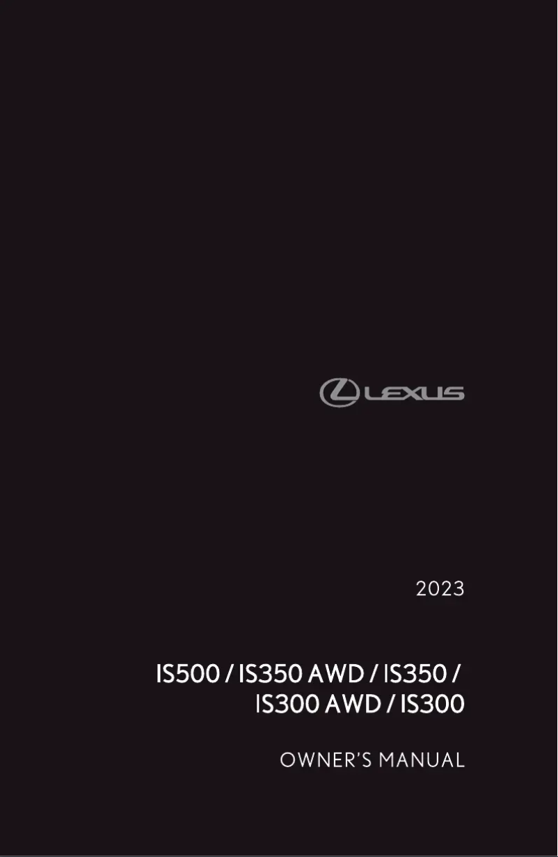 Page 1 de la notice Manuel utilisateur Lexus IS 300 RWD (2023)