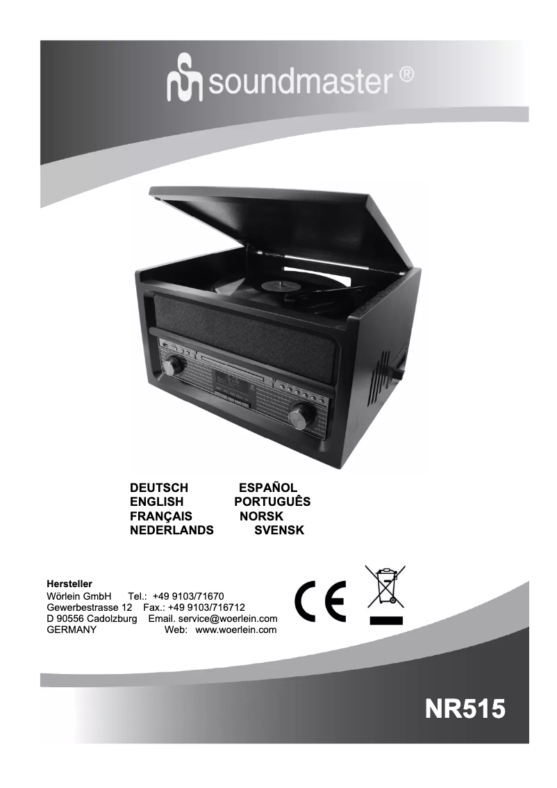 Page 1 de la notice Manuel utilisateur Soundmaster NR515