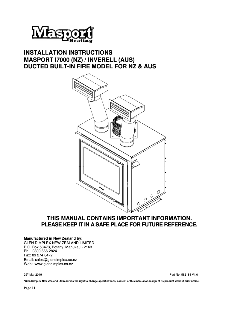 Page n°1 - Manuel utilisateur Masport Inverell