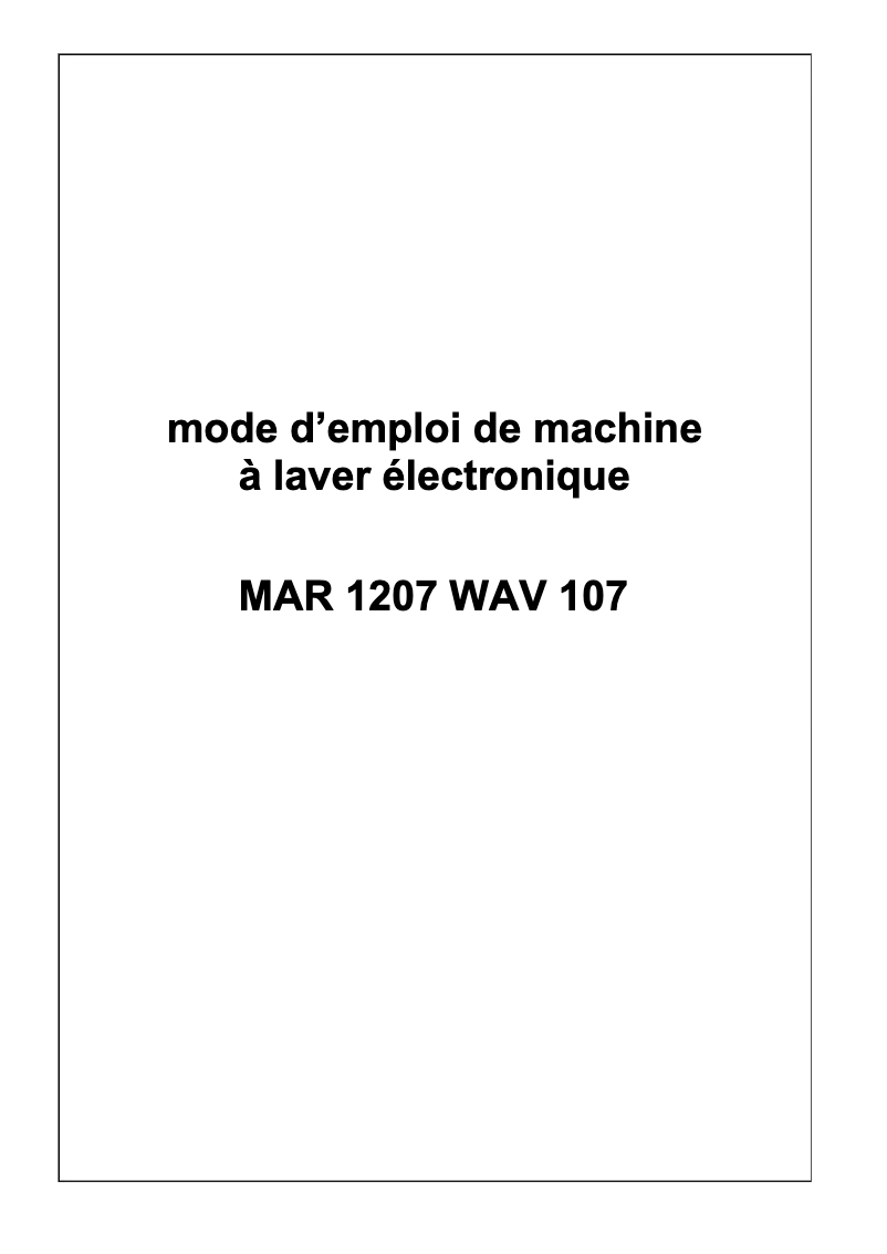 Image de la première page du manuel de l'appareil MAR 1207 WAV 107