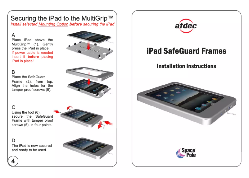 Page n°1 - Manuel utilisateur Atdec SpacePole