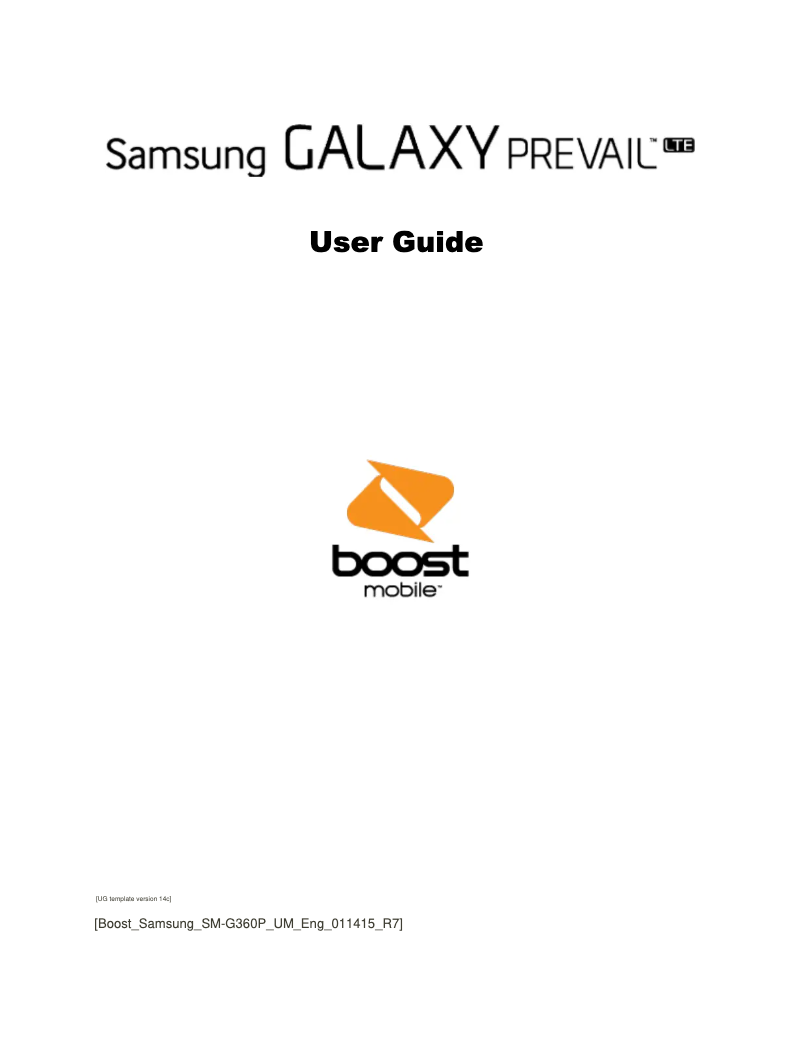 Imagen de la primera página del manual del dispositivo Galaxy Prevail