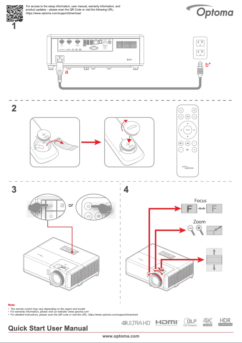 Page 1 de la notice Manuel utilisateur Optoma UHZ55