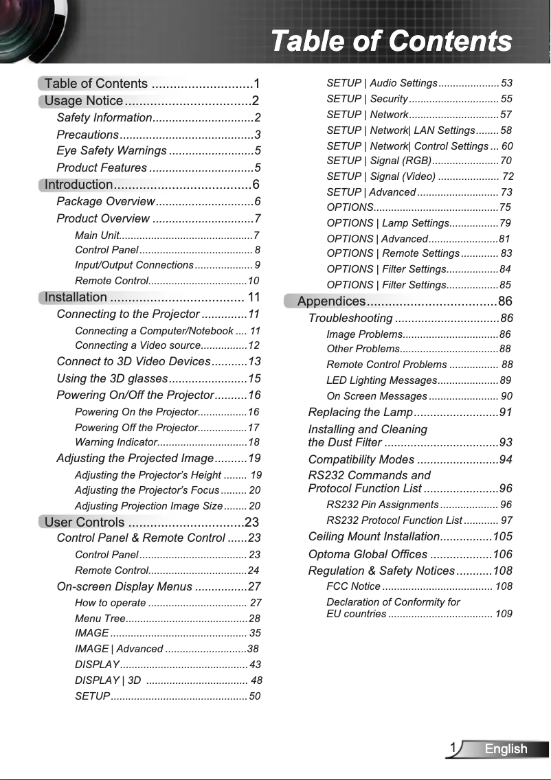 Page n°1 - Manuel utilisateur Optoma W319UST