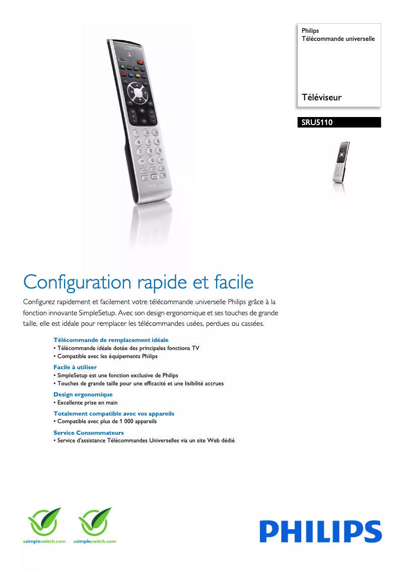 Page n°1 - Fiche technique Philips SRU5110