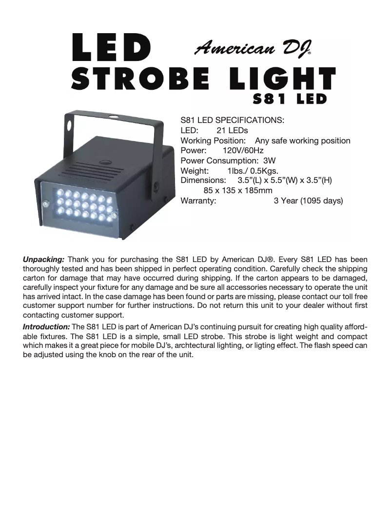 Image de la première page du manuel de l'appareil S-81 LED