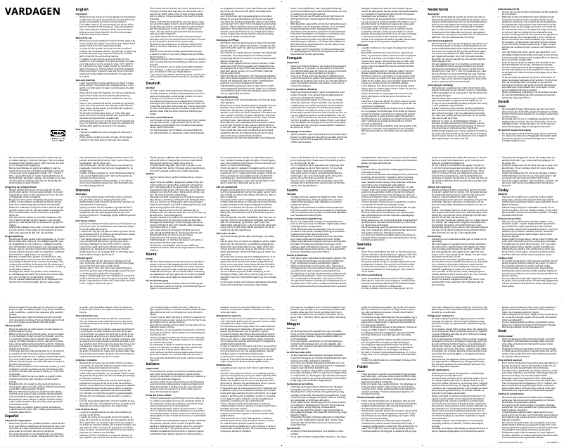 Page 1 de la notice Manuel utilisateur Ikea VARDAGEN 405.606.74