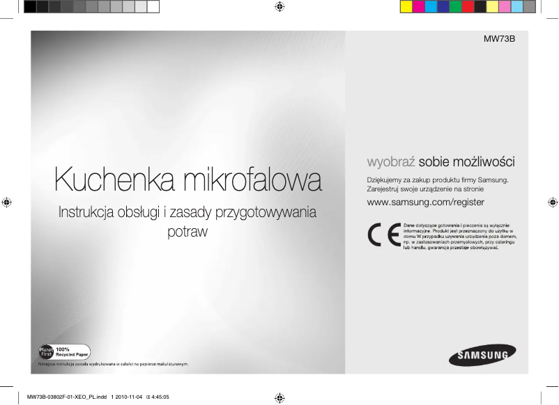 Image de la première page du manuel de l'appareil MW73B-S