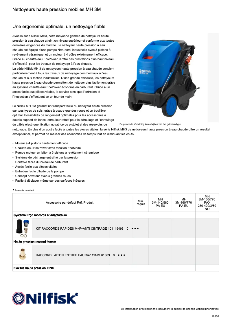Page n°1 - Fiche technique Nilfisk MH 3