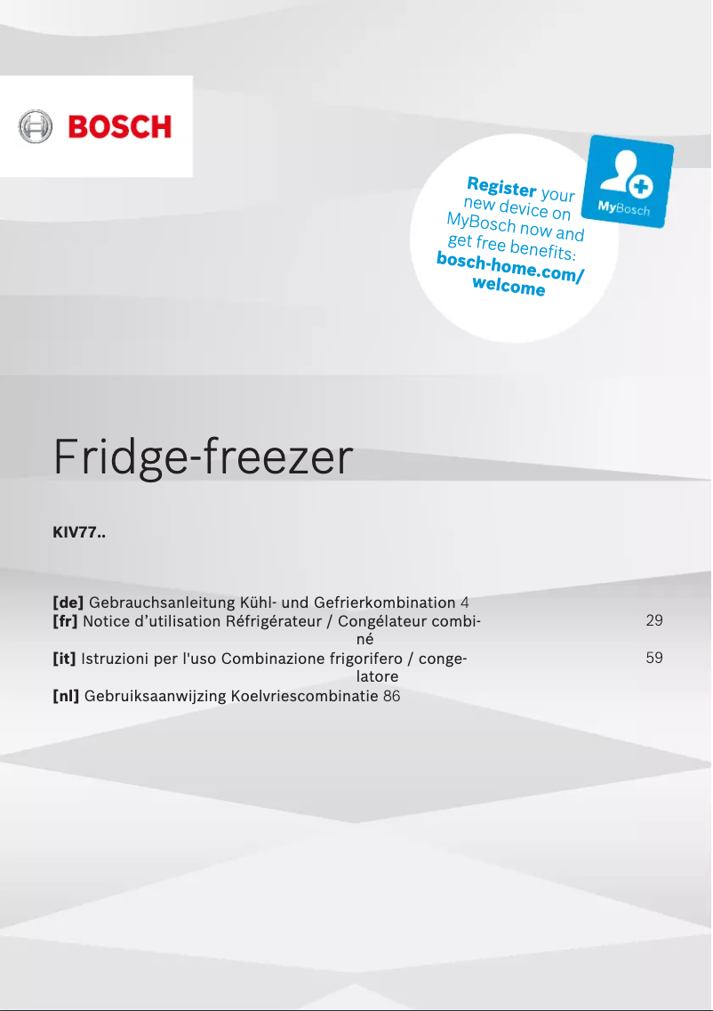 Page n°1 - Manuel utilisateur Bosch KIV77VFF0