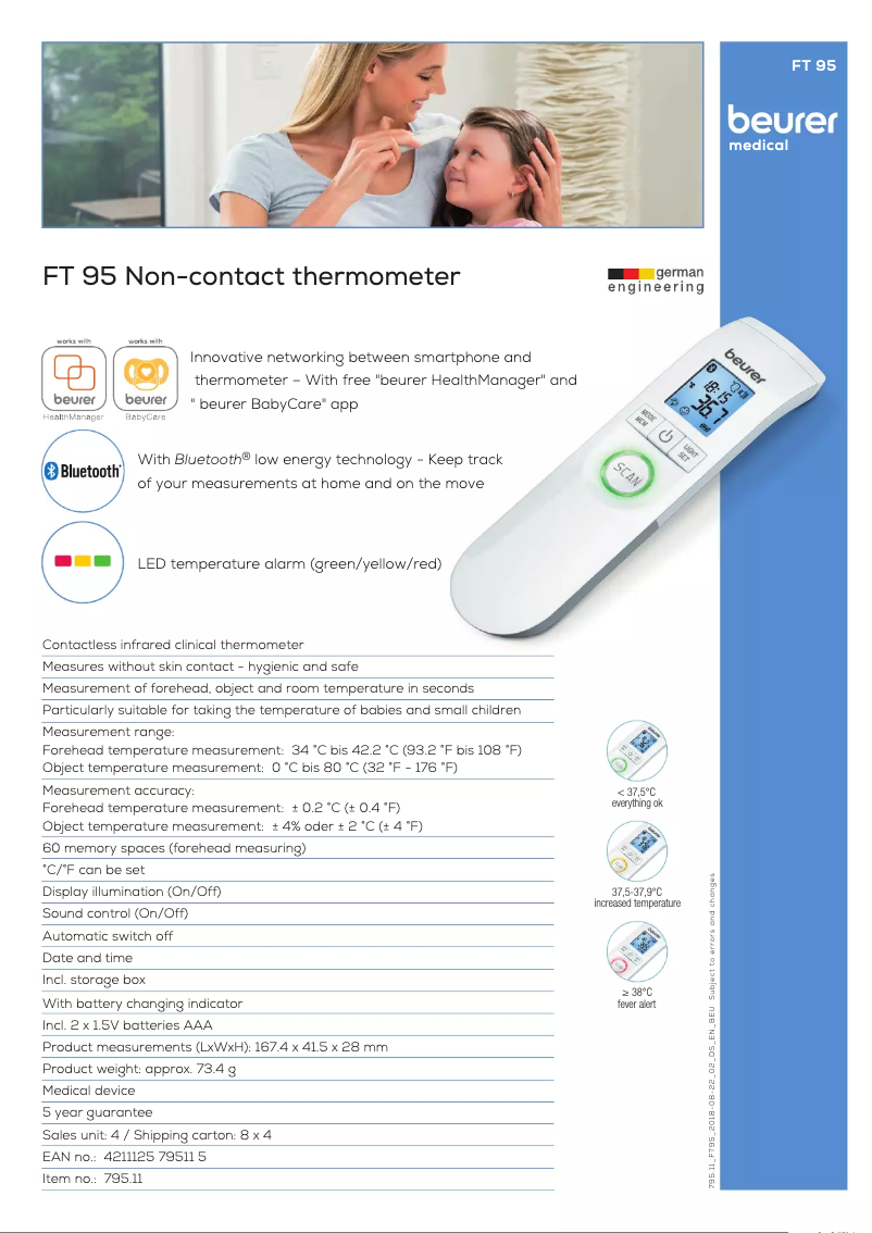 Page 1 de la notice Fiche technique Beurer FT 9028