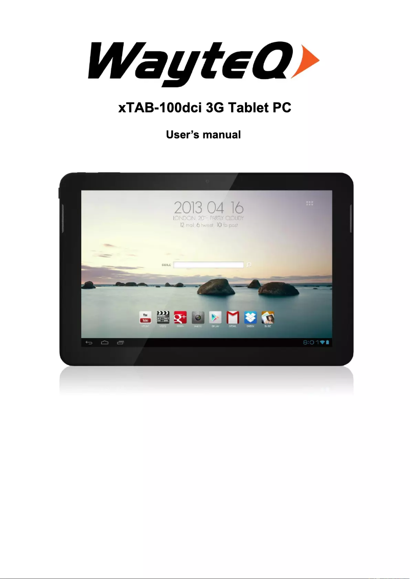 Image de la première page du manuel de l'appareil XTab 100 DCi