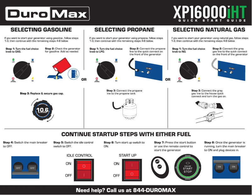 Página 1 del manual Guía de inicio rápido DuroMax XP16000iHT