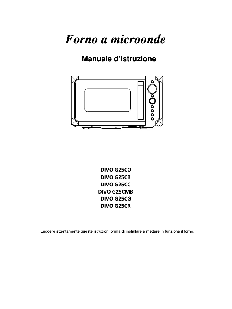 Page 1 de la notice Manuel utilisateur Candy DIVO G25CR