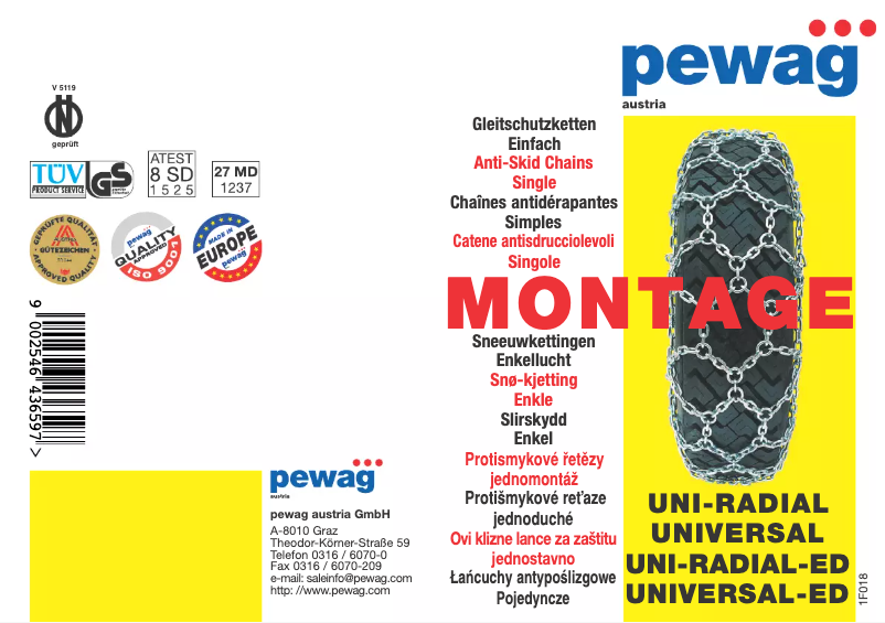 Page 1 de la notice Manuel utilisateur Pewag Universal