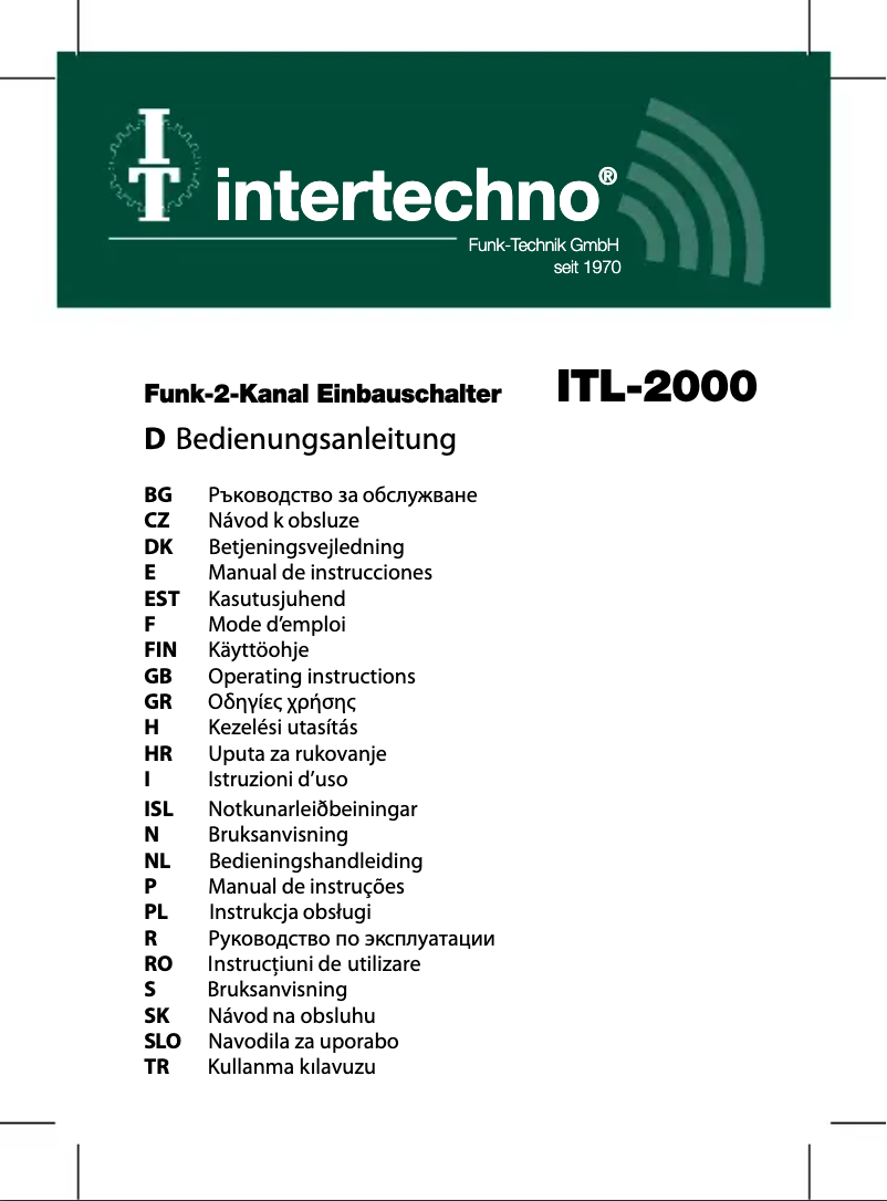 Image de la première page du manuel de l'appareil ITL-2000