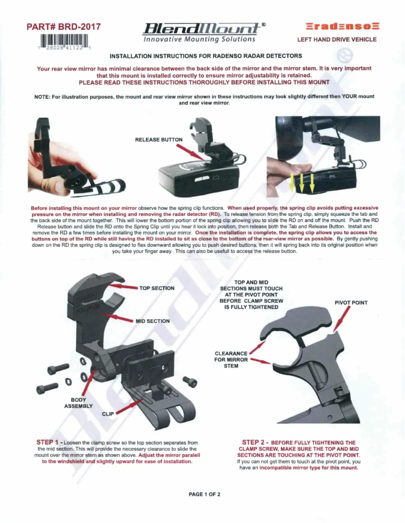 Image de la première page du manuel de l'appareil BRD-2017